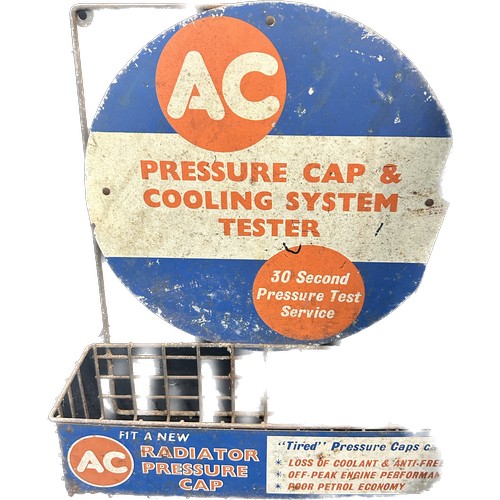 625 - Vintage AC Pressure Cap and Cooling System tester advertising metal display, approximate measurement... 