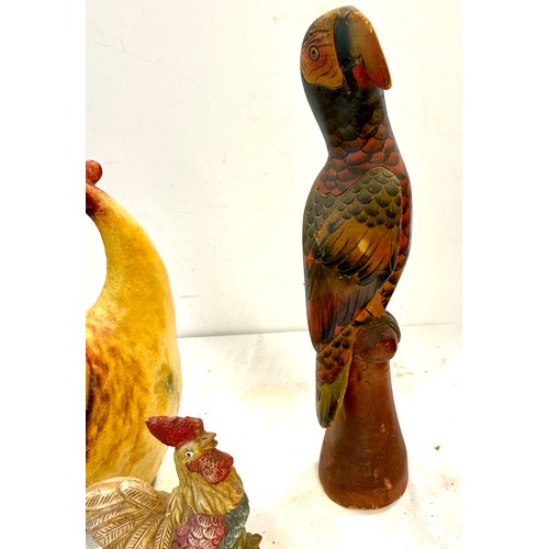 643 - 3 bird ornaments ( 1 wooden)