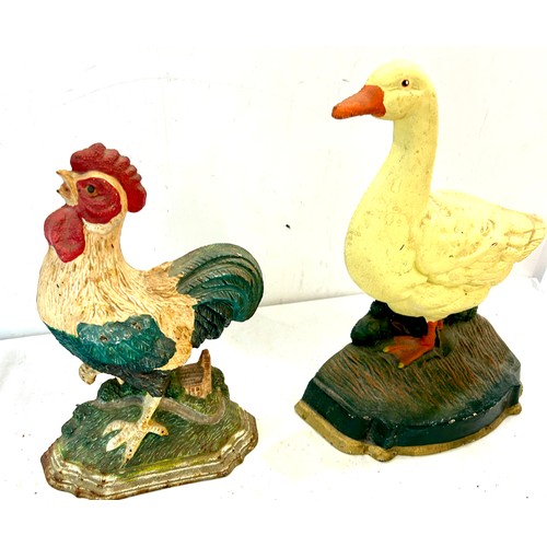 614 - 2 Cast bird door stops (Duck and cockeral)