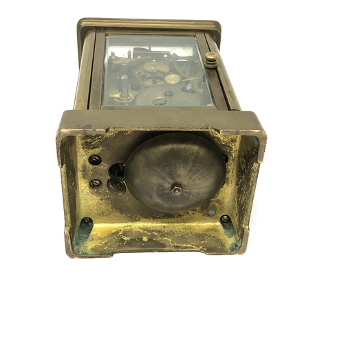 559 - French style enamel nude panel brass repeater carriage clock the clock will tick but untested