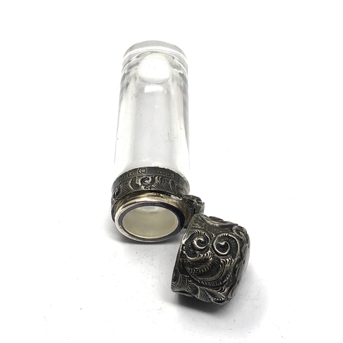 61 - Antique silver top bottle Birmingham silver hallmarks measures approx 7.7cm