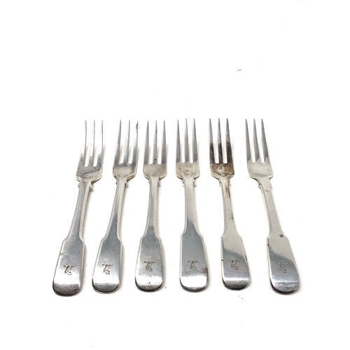 63 - 6 georgian scottish silver forks scottish silver hallmarks weight 213g