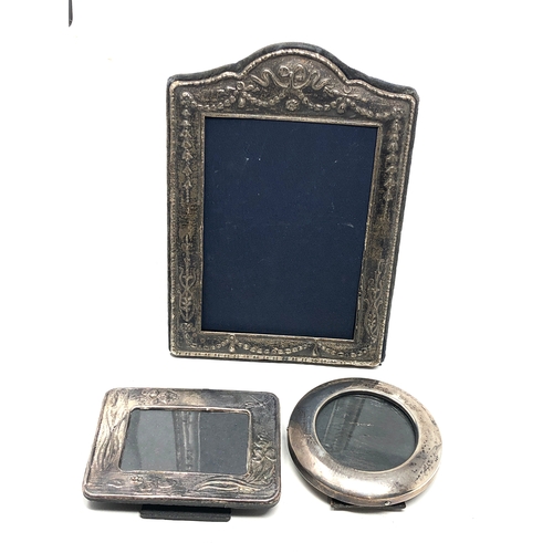 64 - 3 silver picture frames largest measures approx 17cm by 12cm