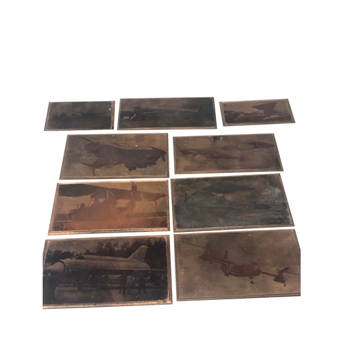 558 - Vintage copper printing plates depicting aircrafts