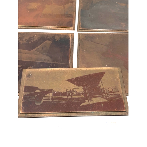 558 - Vintage copper printing plates depicting aircrafts