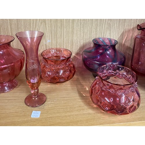 731 - Large selection of vintage and later Cranberry glass etc