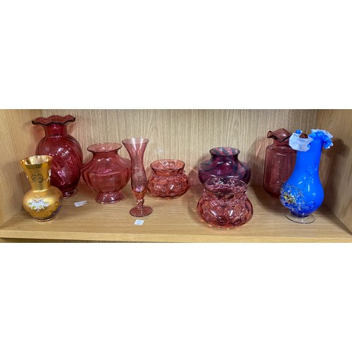 731 - Large selection of vintage and later Cranberry glass etc