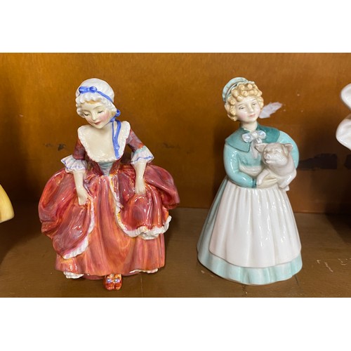 708 - Selection of Five Royal Doulton lady figures includes Top of the Hill, Becky, Stayed at Home, Goody ... 