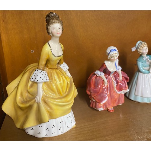 708 - Selection of Five Royal Doulton lady figures includes Top of the Hill, Becky, Stayed at Home, Goody ... 