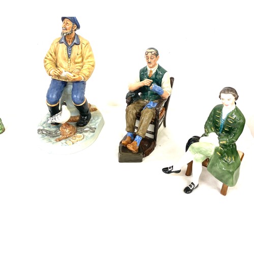 621 - Selection of 4 Royal Doulton lady figures includes Old Meg, The Sea Farer, The Bachelor, Gentleman f... 