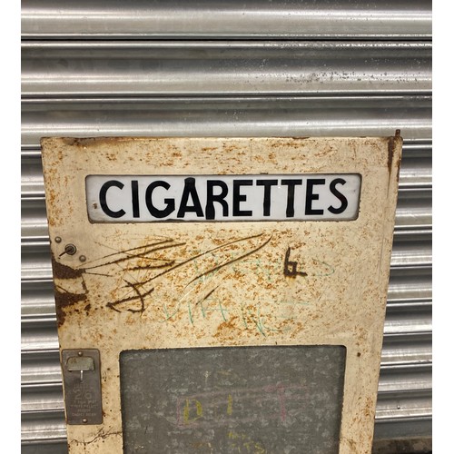 916 - Vintage Cigarette machine door with key, measures approx 28 inches tall 20 inches wide