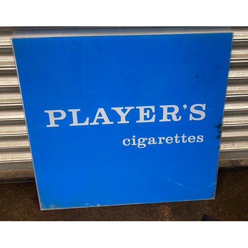 748 - Vintage player cigarette sign measures approx 26 inches tall by 26. 5 wide