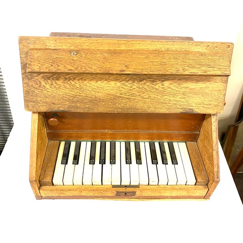 977 - Vintage wooden cased Field piano, case measures approx 18 inches wide 18 inches depth 9.5 inches tal... 