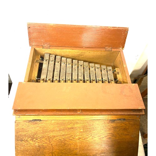 977 - Vintage wooden cased Field piano, case measures approx 18 inches wide 18 inches depth 9.5 inches tal... 