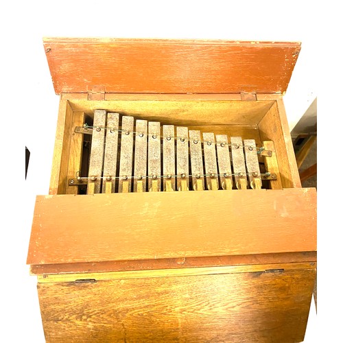 977 - Vintage wooden cased Field piano, case measures approx 18 inches wide 18 inches depth 9.5 inches tal... 