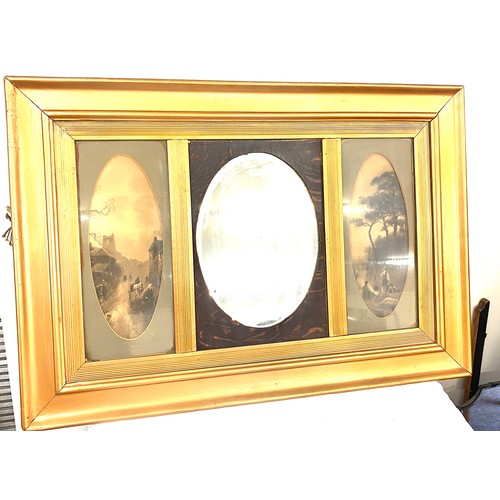 806 - Over mantle framed mirror/ picture frame measures approx 35 inches wide 24 inches tall