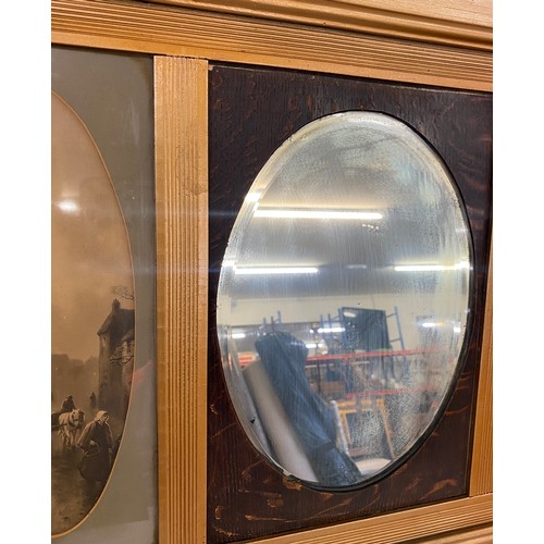 806 - Over mantle framed mirror/ picture frame measures approx 35 inches wide 24 inches tall