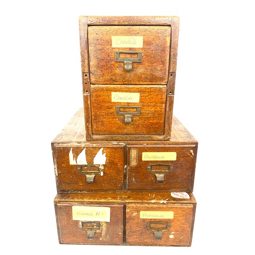 846 - 3 Pairs of Vintage index drawers, largest measures 16 inches depth 12 inches tall 10 inches wide