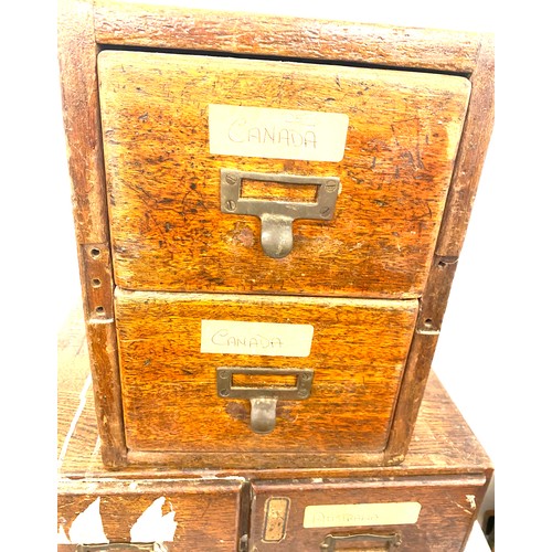 846 - 3 Pairs of Vintage index drawers, largest measures 16 inches depth 12 inches tall 10 inches wide