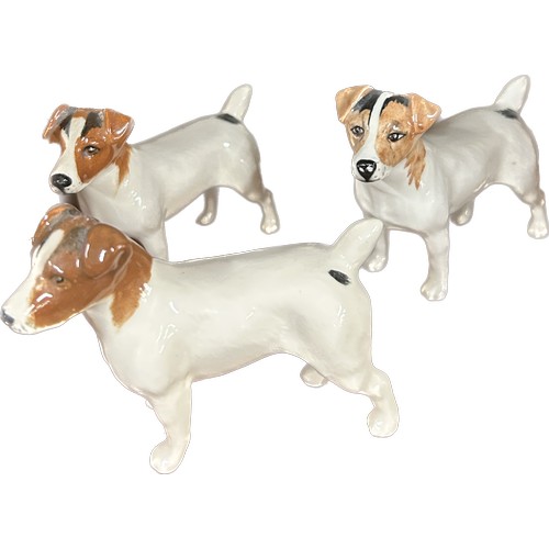 725 - 3 Vintage Beswick Jack Russel dog ornaments, all in good overall condition