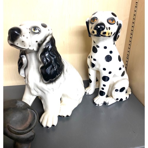 762 - 4 Large dog ornaments to include a Dashound, Boxer, Dalmation, Spaniel