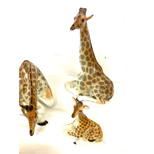 672 - Selection of Vintage USSR pottery Giraffe figures includes 2 Laying down and 2 standing up Tallest 3... 