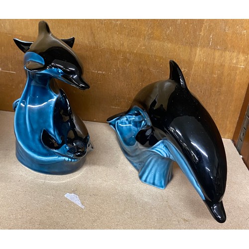 758 - Selection of 4 Poole Pottery Dolphin figures includes 2 double dolphin figures etc