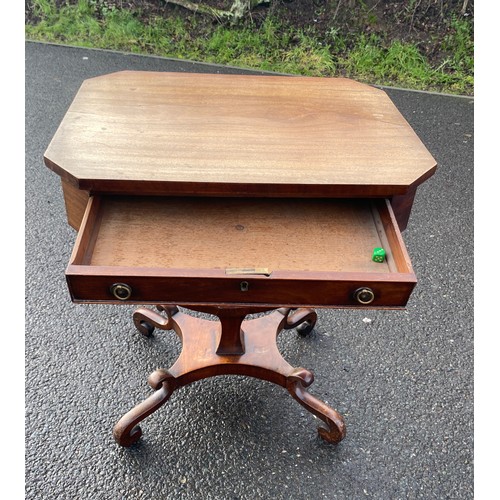 963 - Victorian sewing box measures approx 29 inches tall 24.5 inches width depth 18 inches