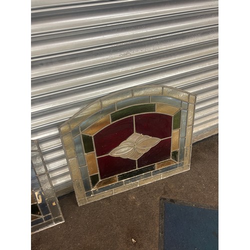 959 - 2 Pieces of Leaded glass window measures approx 25 inches tall 30 inches wide