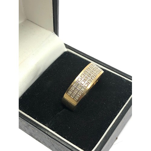 228 - 9ct gold diamond pave setting half-eternity ring (3.6g)