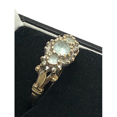 209 - 9ct gold aquamarine & diamond cluster dress ring (3.5g)