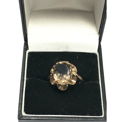 282 - 9ct gold vintage smoky quartz cocktail ring (3.2g)