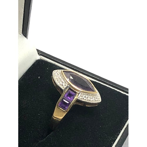 310 - 9ct gold amethyst & diamond stylised cluster statement ring (3.5g)
Ring size J/K