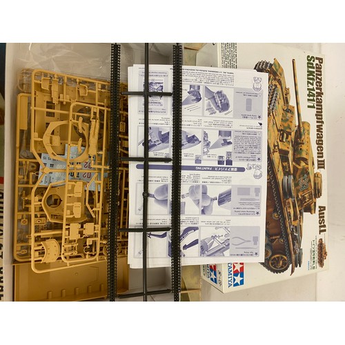 937 - Three airfix kits to include spit fire wang, Cheifton mark 5 and a Panzerkampwagen 3