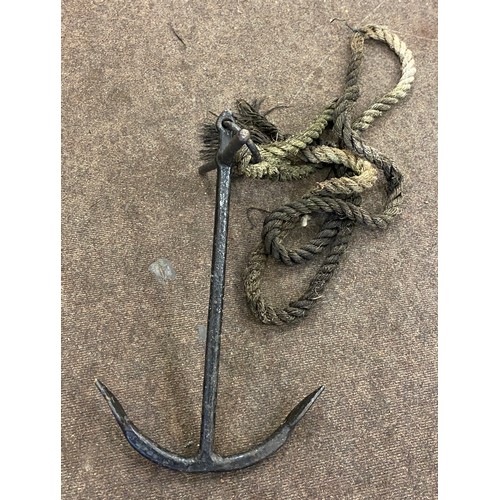 944 - Vintage boats anchor, approximate length 20 inches, width 18.5 inches, across hook 12 inches