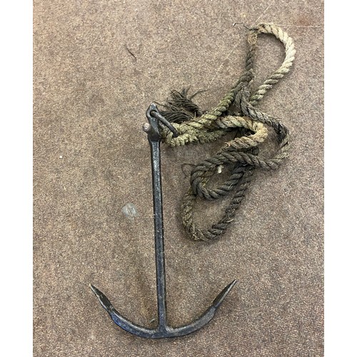 944 - Vintage boats anchor, approximate length 20 inches, width 18.5 inches, across hook 12 inches