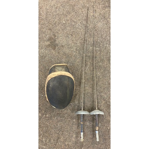 906 - Vintage fencing swords and hat