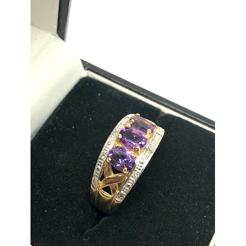 288 - 9ct gold amethyst & diamond ring (3.1g)