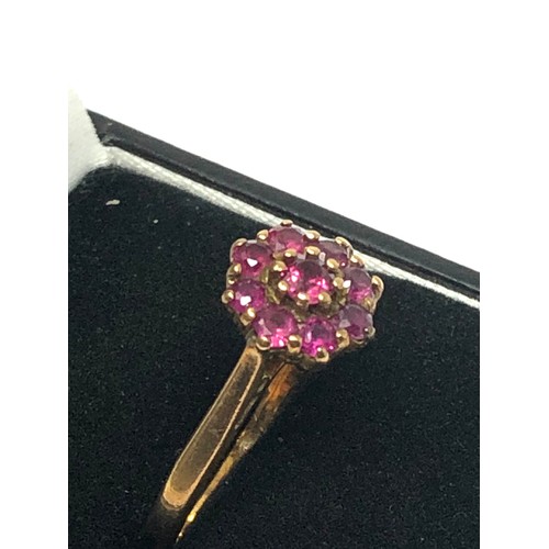 235 - 9ct gold ruby cluster ring (2.8g)