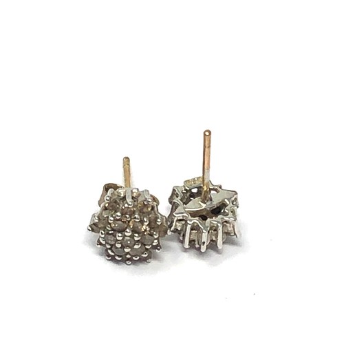 263 - 9ct white gold diamond cluster stud earrings (1.7g)