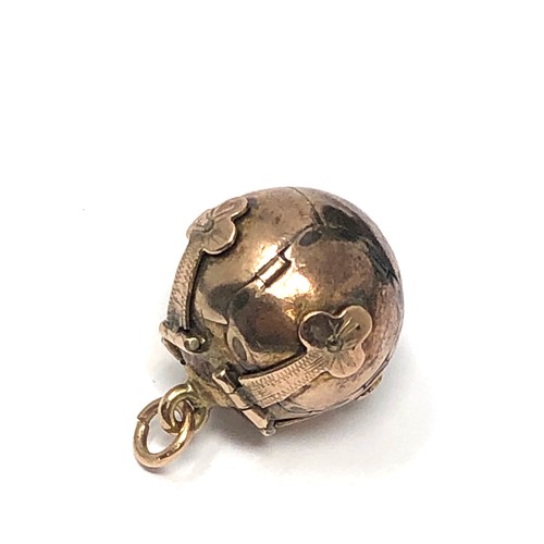 245 - 9ct gold & silver vintage masonic orb pendant (8g)