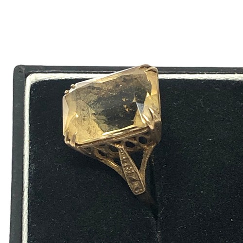 150 - 9ct gold vintage citrine cocktail ring (4.7g)