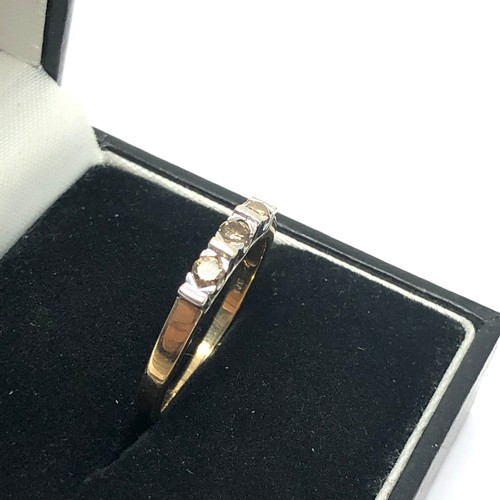 128 - 9ct gold champagne diamond trillogy ring (2.2g)