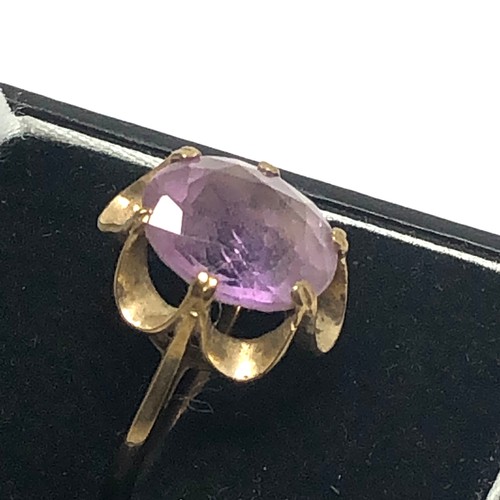 153 - 9ct gold vintage amethyst set cocktail ring (3.1g)