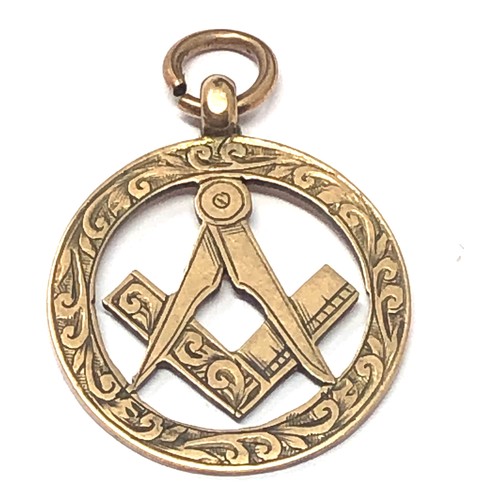 208 - 9ct gold antique masonic fob - hallmarked birmingham 1915 (3.4g)