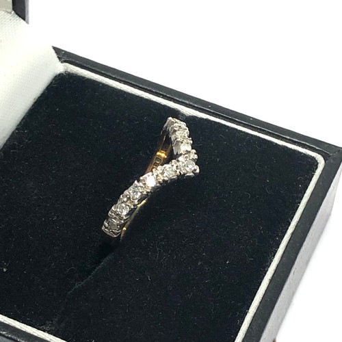 189 - 9ct gold vintage diamond set wishbone ring (1.7g)