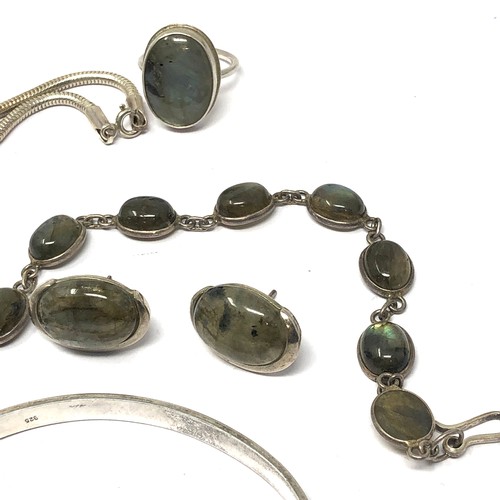 337 - 5 x .925 labradorite set jewellery including bangle and necklace (71g)