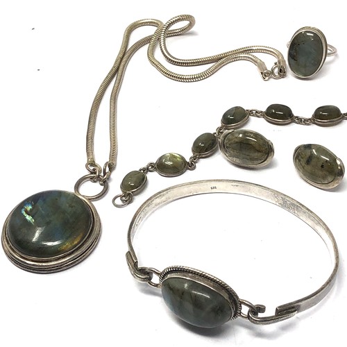 337 - 5 x .925 labradorite set jewellery including bangle and necklace (71g)