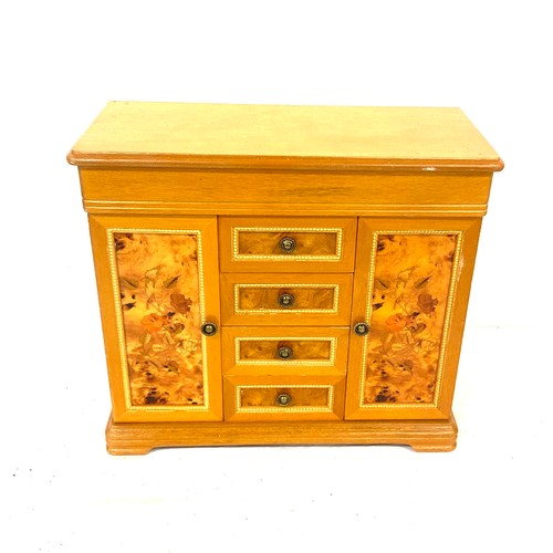 683 - Wooden jewellery box measures approx 12 inches tall by 13 inches width