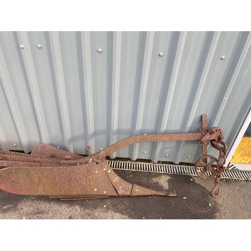 560 - Vintage metal plough length approx 110 inches long